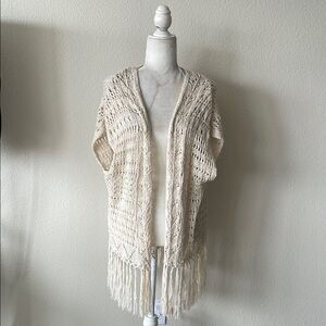 Women's Charming‎ Vintage Cream Lose Knit Kimono Size M